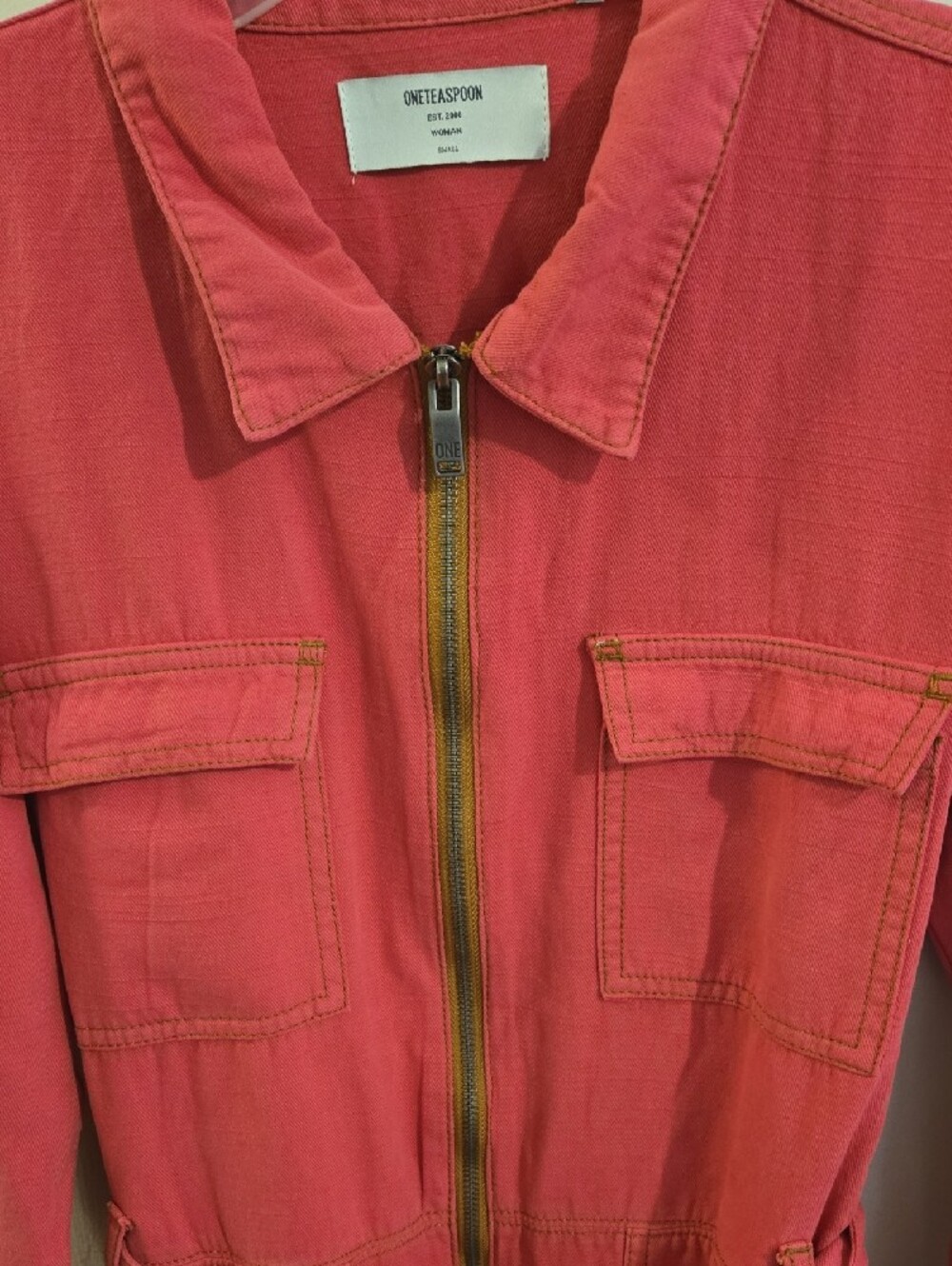 One Teaspoon Paradise Utility Jumpsuit Pink Slouchy Oversized Relaxed Fit S - Picture 3 of 10